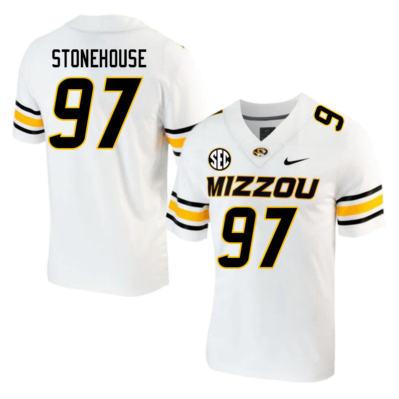 Men #97 Jack Stonehouse Missouri Tigers College 2023 Football Stitched Jerseys Sale-White